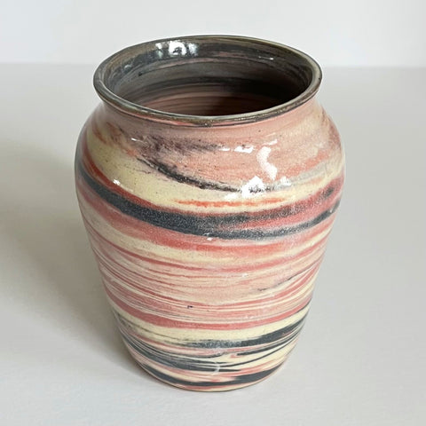 Nerikomi Red & Black Swirl Vase