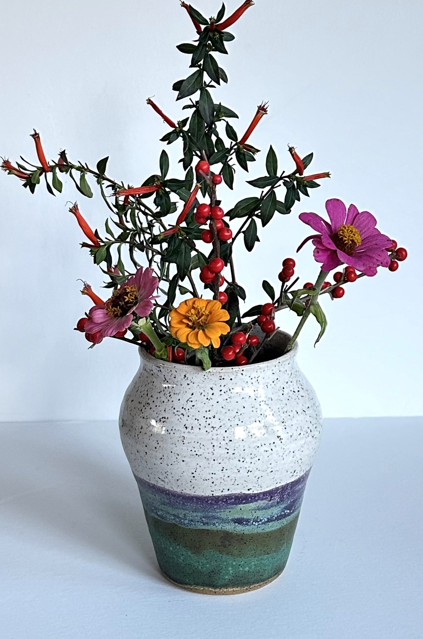 New Vase - White, Green and Purple