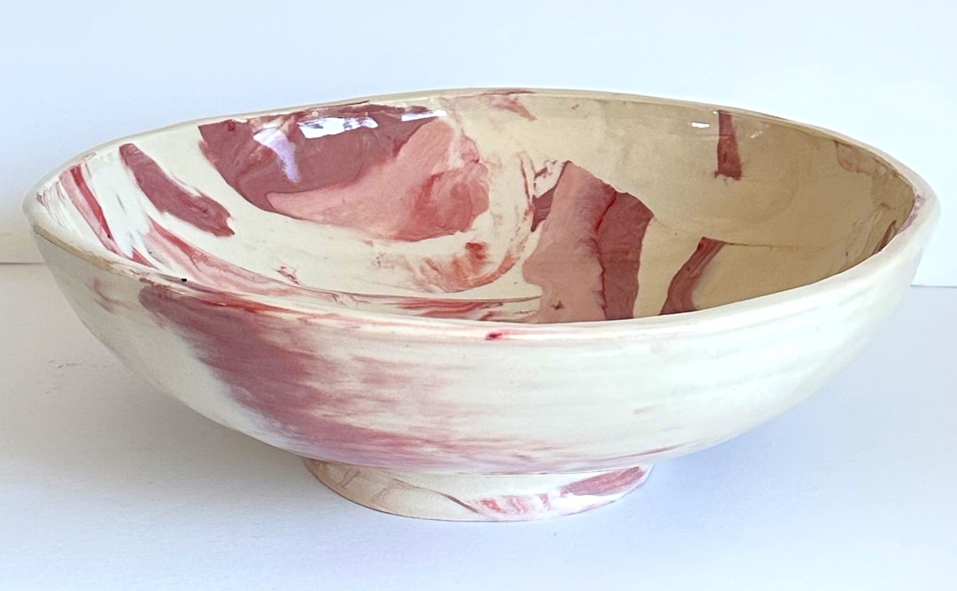 Large Nerikomi Strawberry & White Bowl