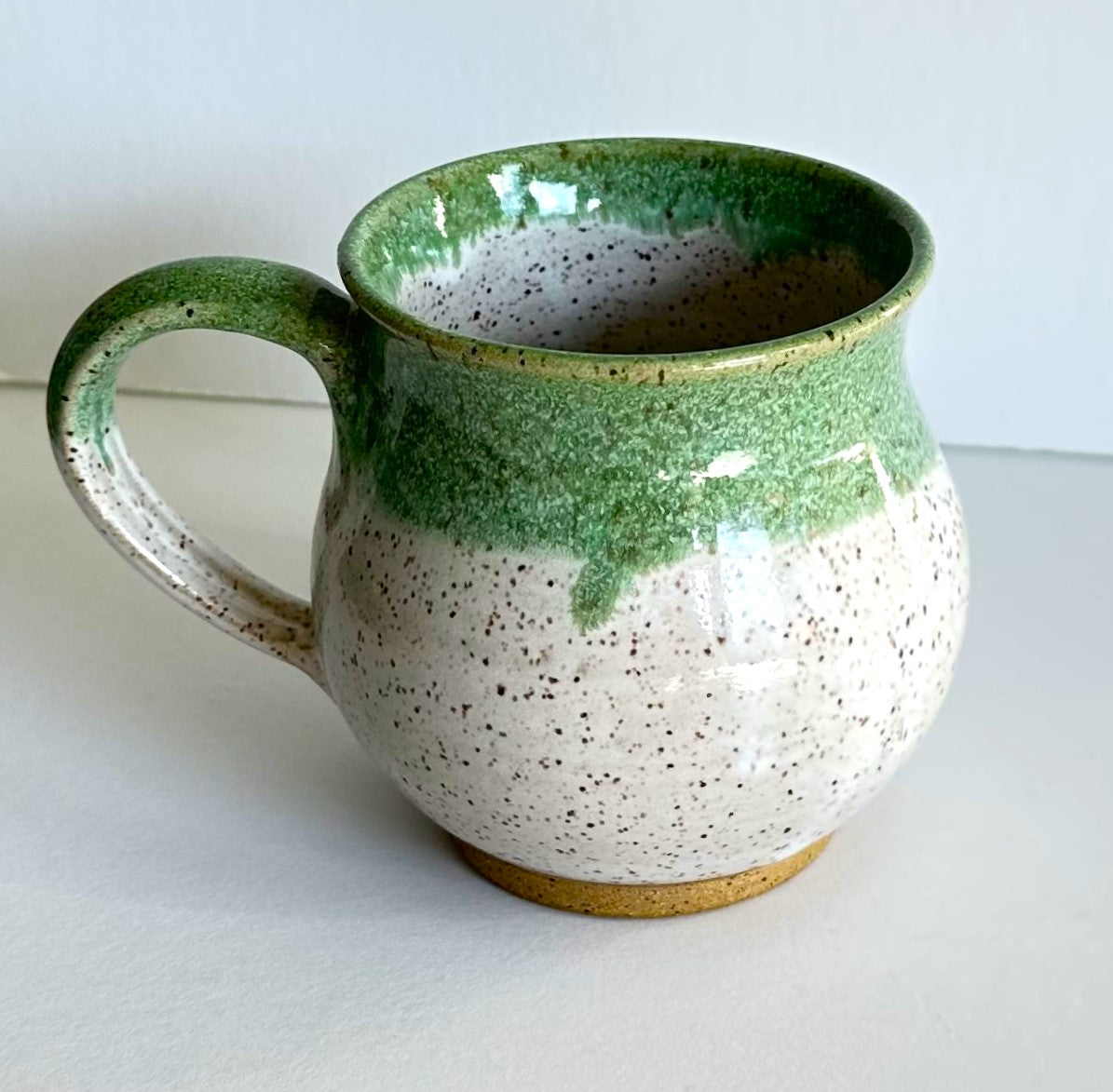 White & Green Stoneware Mug