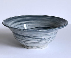 Nerikomi Swirled Bowl Inky Blue & White