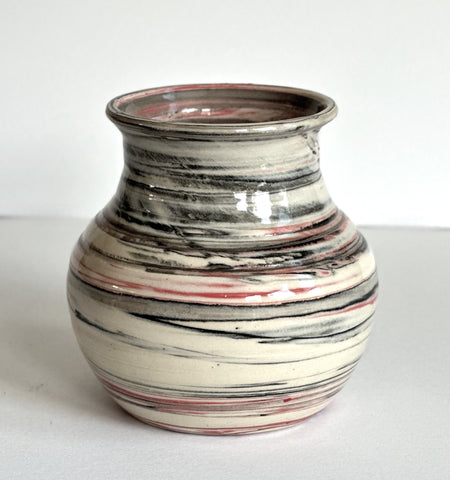 Nerikomi Red, Black & White Flared Vase