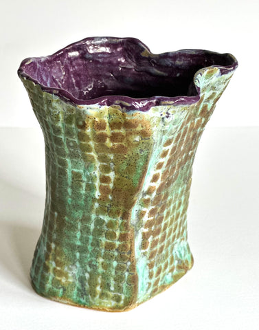 Organic Verdegris & Purple Vase - Squares