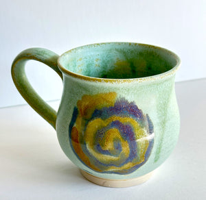 Sage Green Mug with Maze Swirl