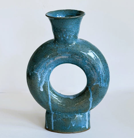 Turquoise Donut Vase