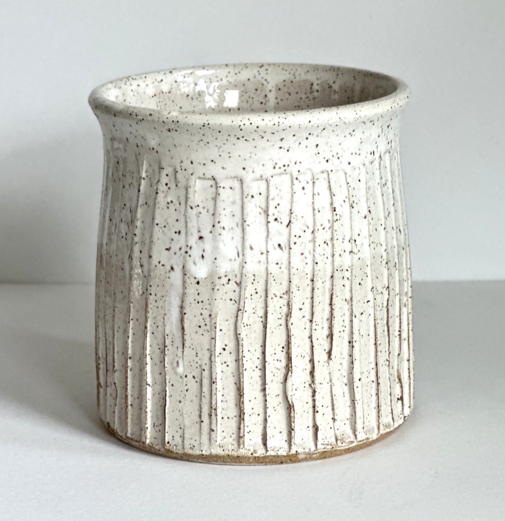 White Carved Utensil Holder