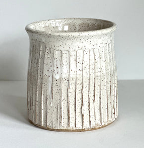 White Carved Utensil Holder
