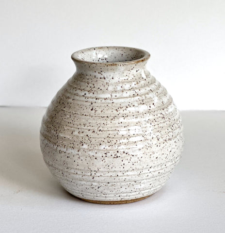 White Vase - Carved Rings